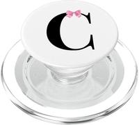 Letter C Coquette Monogram with Pink Bow Initial Name PopSockets PopGrip pour MagSafe