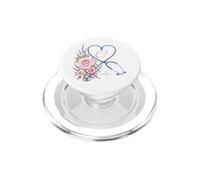Letter C Initial Monogram Nurse Pink Roses Heart Stethoscope PopSockets PopGrip pour MagSafe