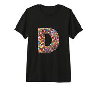 Letter D Candy Rainbow Sprinkles Monogram Style T-Shirt Haut de Gamme