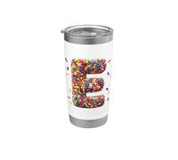 Letter E Candy Rainbow Sprinkles Monogram Men, Women, Kids Gobelet isotherme en acier inoxydable double paroi