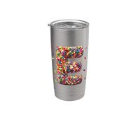 Letter E Candy Rainbow Sprinkles Monogram Men, Women, Kids Gobelet isotherme en acier inoxydable double paroi