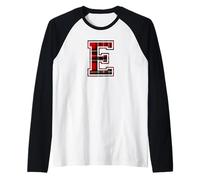 Letter E First Name Monogram Initial Tartan Print Manche Raglan