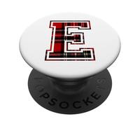 Letter E First Name Monogram Initial Tartan Print PopSockets PopGrip Adhésif