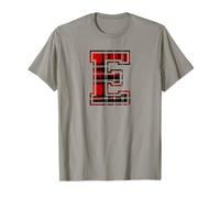 Letter E First Name Monogram Initial Tartan Print T-Shirt