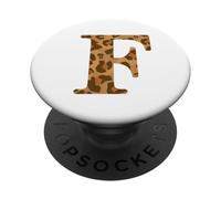 Letter F First Name Monogram Initial Leopard Print PopSockets PopGrip Adhésif