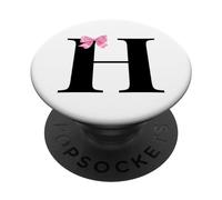 Letter H Coquette Monogram with Pink Bow Initial Name PopSockets PopGrip Adhésif