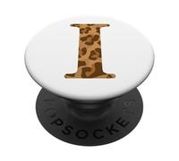 Letter I First Name Monogram Initial Leopard Print PopSockets PopGrip Adhésif