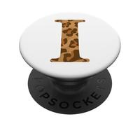 Letter I First Name Monogram Initial Leopard Print PopSockets PopGrip Adhésif
