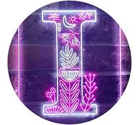 Letter I Initial Monogram Family Name Dual Color LED Enseigne Lumineuse Neon Sign Blanc et violet 210 x 300mm st6s23-i3446-wp