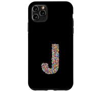 Letter J Candy Rainbow Sprinkles Monogram Style Coque pour iPhone 11 Pro Max