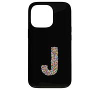 Letter J Candy Rainbow Sprinkles Monogram Style Coque pour iPhone 13 Pro