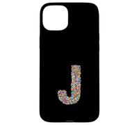 Letter J Candy Rainbow Sprinkles Monogram Style Coque pour iPhone 15 Plus