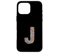 Letter J Candy Rainbow Sprinkles Monogram Style Coque pour iPhone 16 Pro Max
