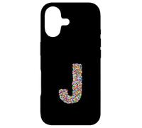 Letter J Candy Rainbow Sprinkles Monogram Style Coque pour iPhone 17