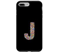 Letter J Candy Rainbow Sprinkles Monogram Style Coque pour iPhone 7 Plus/8 Plus