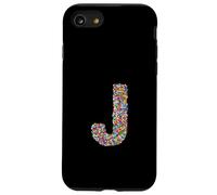 Letter J Candy Rainbow Sprinkles Monogram Style Coque pour iPhone SE (2020) / 7/8