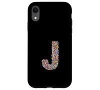 Letter J Candy Rainbow Sprinkles Monogram Style Coque pour iPhone XR