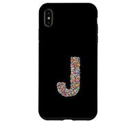 Letter J Candy Rainbow Sprinkles Monogram Style Coque pour iPhone XS Max