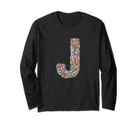 Letter J Candy Rainbow Sprinkles Monogram Style Manche Longue