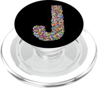 Letter J Candy Rainbow Sprinkles Monogram Style PopSockets PopGrip pour MagSafe
