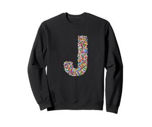 Letter J Candy Rainbow Sprinkles Monogram Style Sweatshirt
