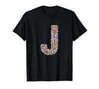 Letter J Candy Rainbow Sprinkles Monogram Style T-Shirt