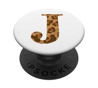 Letter J First Name Monogram Initial Leopard Print PopSockets PopGrip Adhésif