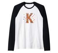 Letter K Candy Rainbow Sprinkles Monogram Men, Women, Kids Manche Raglan