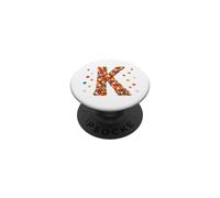 Letter K Candy Rainbow Sprinkles Monogram Men, Women, Kids PopSockets PopGrip Adhésif