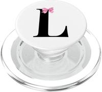 Letter L Coquette Monogram with Pink Bow Initial Name PopSockets PopGrip pour MagSafe