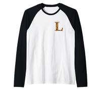 Letter L First Name Monogram Initial Leopard Print Manche Raglan