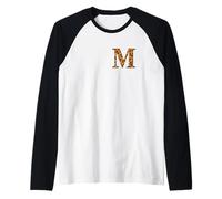 Letter M First Name Monogram Initial Leopard Print Manche Raglan
