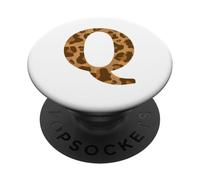 Letter Q First Name Monogram Initial Leopard Print PopSockets PopGrip Adhésif