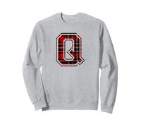 Letter Q First Name Monogram Initial Tartan Print Sweatshirt