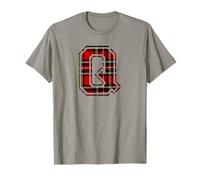 Letter Q First Name Monogram Initial Tartan Print T-Shirt