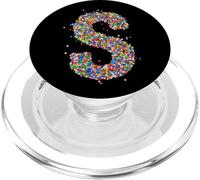 Letter S Candy Rainbow Sprinkles Monogram Style PopSockets PopGrip pour MagSafe