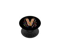 Letter V Candy Rainbow Sprinkles Monogram Men, Women, Kids PopSockets PopGrip Adhésif
