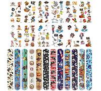 LETTERASHQP 22 anneaux à clipser pirates pour anniversaire d'enfant + 10 tatouag pirat enfant pour anniversaire d'enfant, Polychlorure de vinyle (PVC)