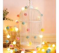 LETTERASHQP Guirlande lumineuse d'intérieur avec pompons colorés en macarons - 2,2 m - Guirlande lumineuse pour l'intérieur de la chambre d'enfant - Pour balcon, fête, Noël, mariage