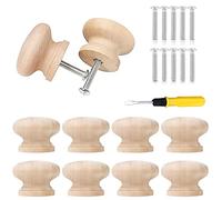 LETTERASHQP Poignée de tiroir en bois, boutons en bois avec vis, bouton de meuble en bois, simple et beau, pour armoire, commode, tiroirs, salon, cuisine - 10 pièces