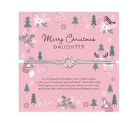 Letterbox Love Bracelet de Noël pour fille - Couronne d'argent réglable avec carte cadeau et pochette blanche douce | Bijoux significatifs pour remplir les chaussettes de Noël
