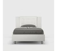 Letto con rete imbottito 120x200 similpelle bianco Annalisa