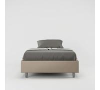 Cadre de lit rembourrée avec sommier 120x200 similicuir taupe Azelia -
