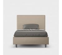 Lit rembourrée avec sommier 120x200 similicuir taupe Focus -
