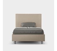 Letto con rete imbottito 120x200 similpelle tortora Goya