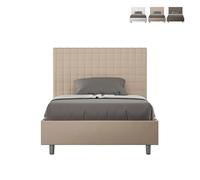 Letto con rete imbottito 120x200 similpelle tortora Sunny