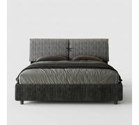 Letto con rete imbottito 160x190 tessuto Aragona 8 blu Mados