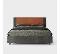 Letto con rete imbottito 160x190 tessuto Labirinto 04 arancio Rosal