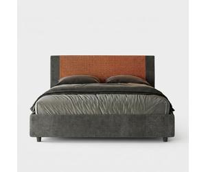 Letto con rete imbottito 160x190 tessuto Labirinto 04 arancio Rosal
