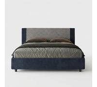 Letto con rete imbottito 160x190 tessuto Labirinto 09 blu Rosal